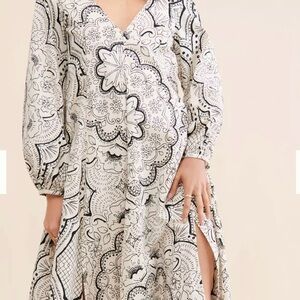 Anthropology long sleeve v neck dress